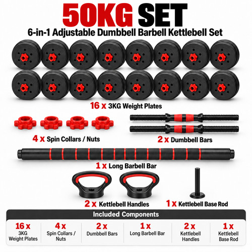 50kg adjustable in 1 - 50kg, 6-in-1